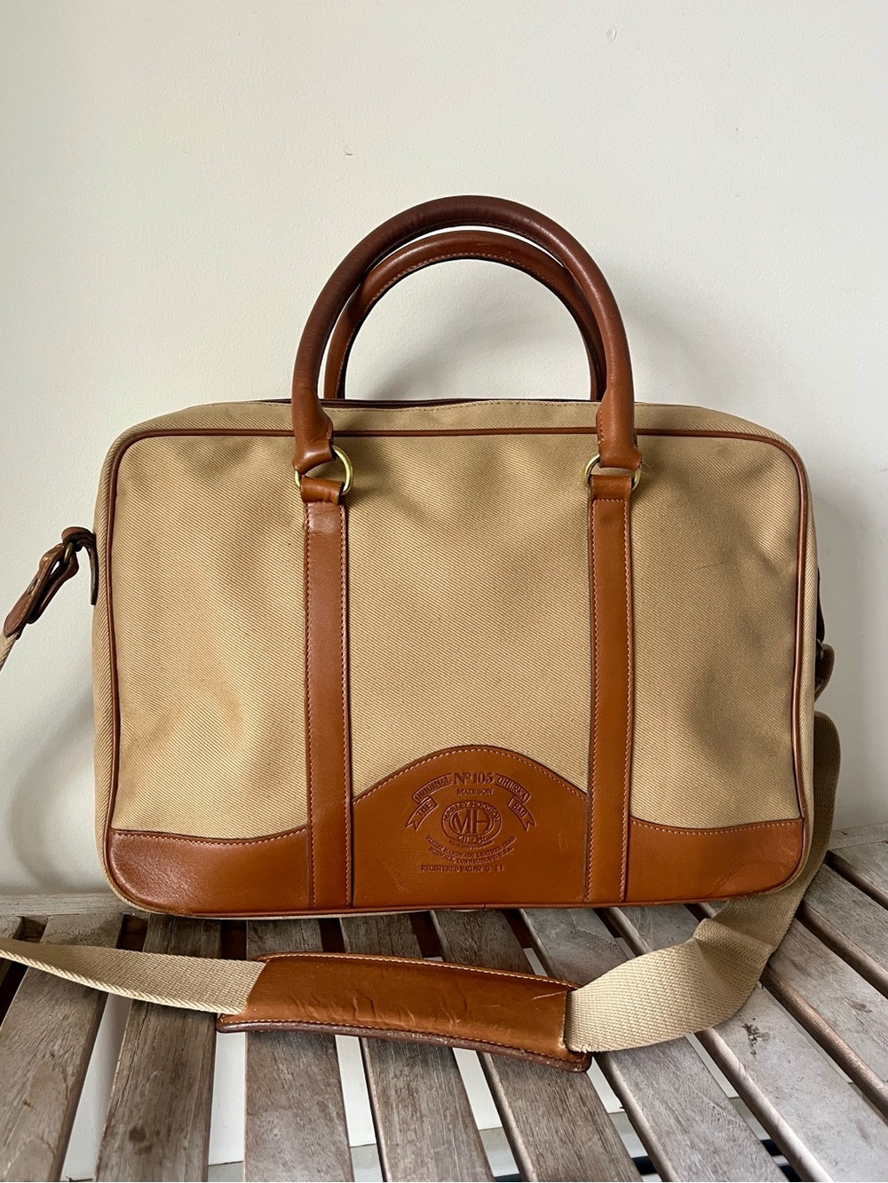 Vintage Ghurka No 105 Madison Canvas Leather Briefcase Messenger USA Rare - Picture 4 of 17